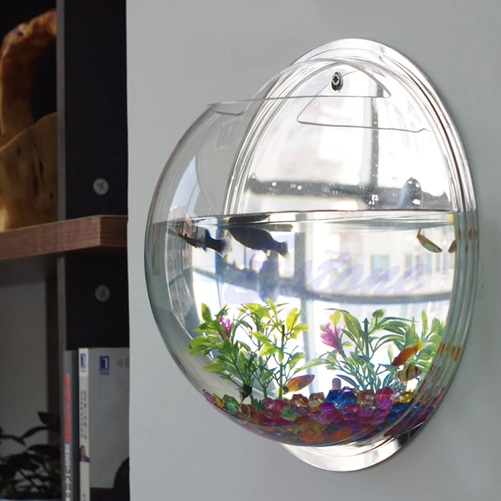 Planted Aquarium Bowl - 壁掛けアクリル水槽 透明 吊り下げ式水槽 壁掛け水槽 植木鉢 プランター