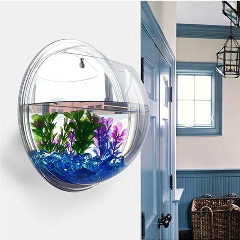 Planted Aquarium Bowl - アクリルの壁にぶら下がっている水族館,植物の花瓶,花,ミニ水族館の装飾,オフィスの装飾