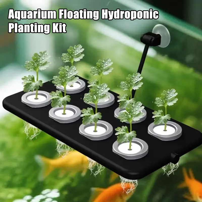 Aquarium Planted Wall - 水槽用フローティング水耕栽培キット 壁掛け式吸盤 土を使わない栽培ボード 水槽緑化装飾