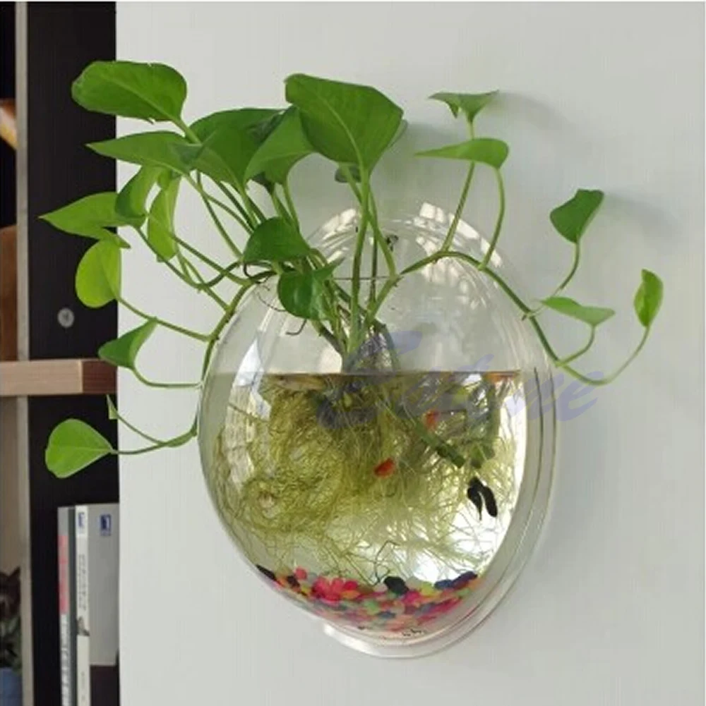壁掛けアクリル水槽 透明 吊り下げ式水槽 壁掛け水槽 植木鉢 - Planted Aquarium Bowl のレビューと価格