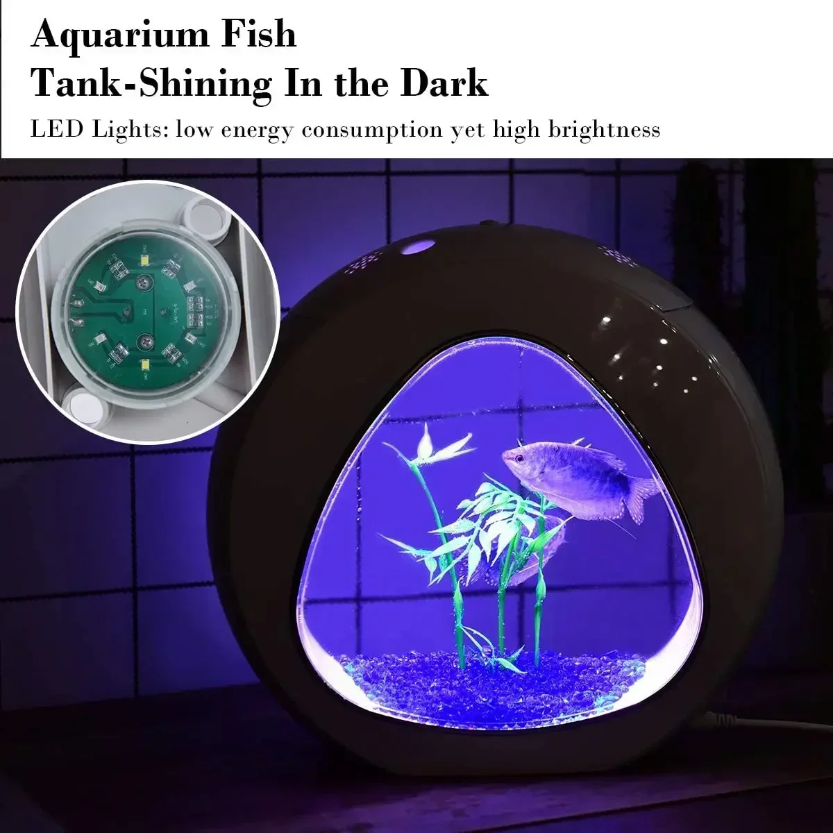 ベタ水槽、LEDライトと電源フィルター付きの魚水槽、人工水生 - Planted Aquarium Bowl のレビューと価格