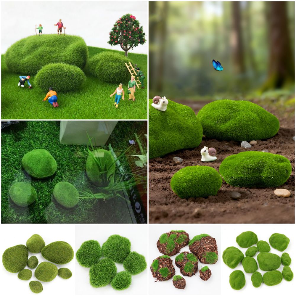 2/4/6/10 個グリーン人工苔石マイクロ風景植毛フォーム - Planted Aquarium With Rocks のレビューと価格