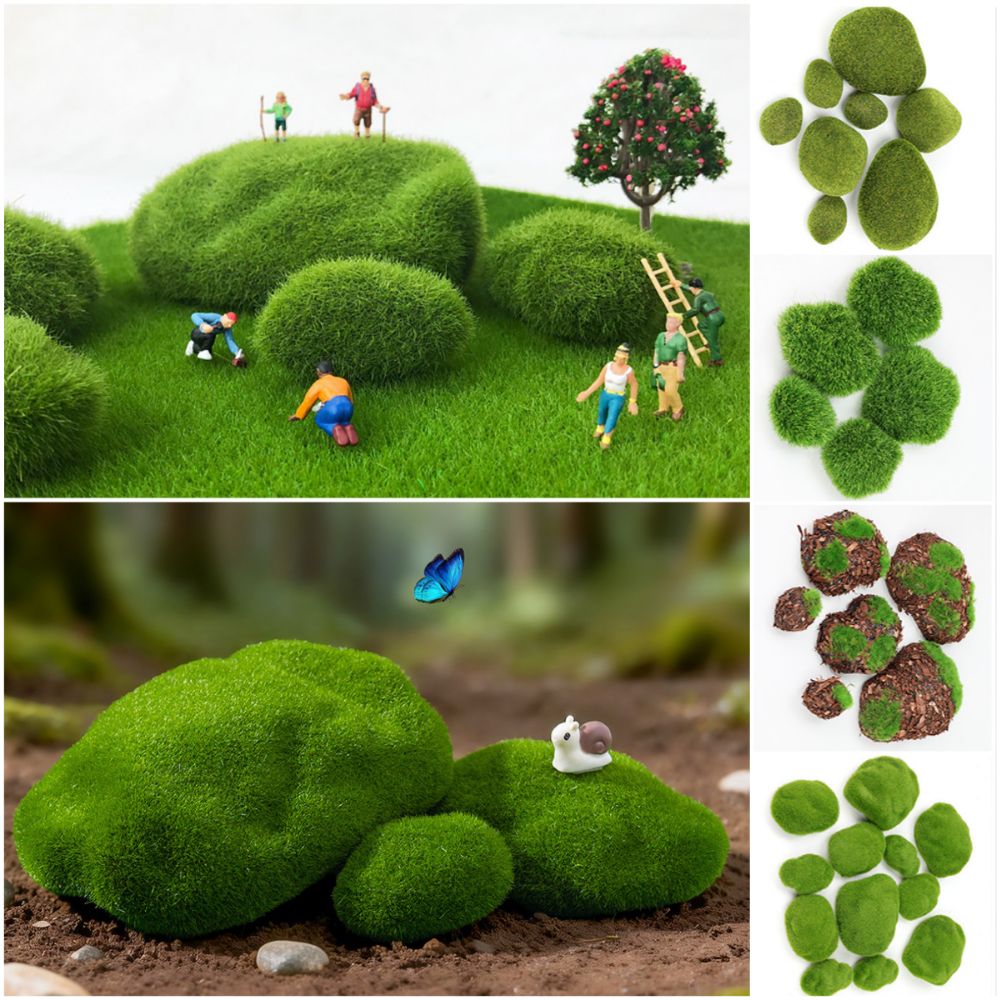 2/4/6/10 個グリーン人工苔石マイクロ風景植毛フォーム - Planted Aquarium With Rocks のレビューと価格