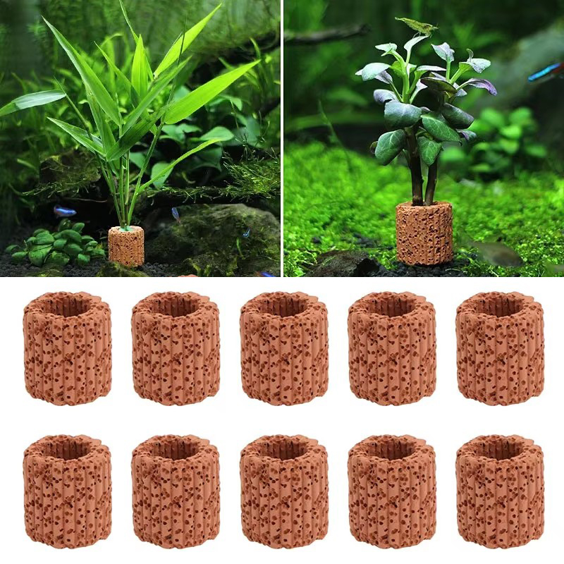 水生植物固定リング水族館風景セラミック水植物ポットリングツー - Aquarium Plant Utensils のレビューと価格
