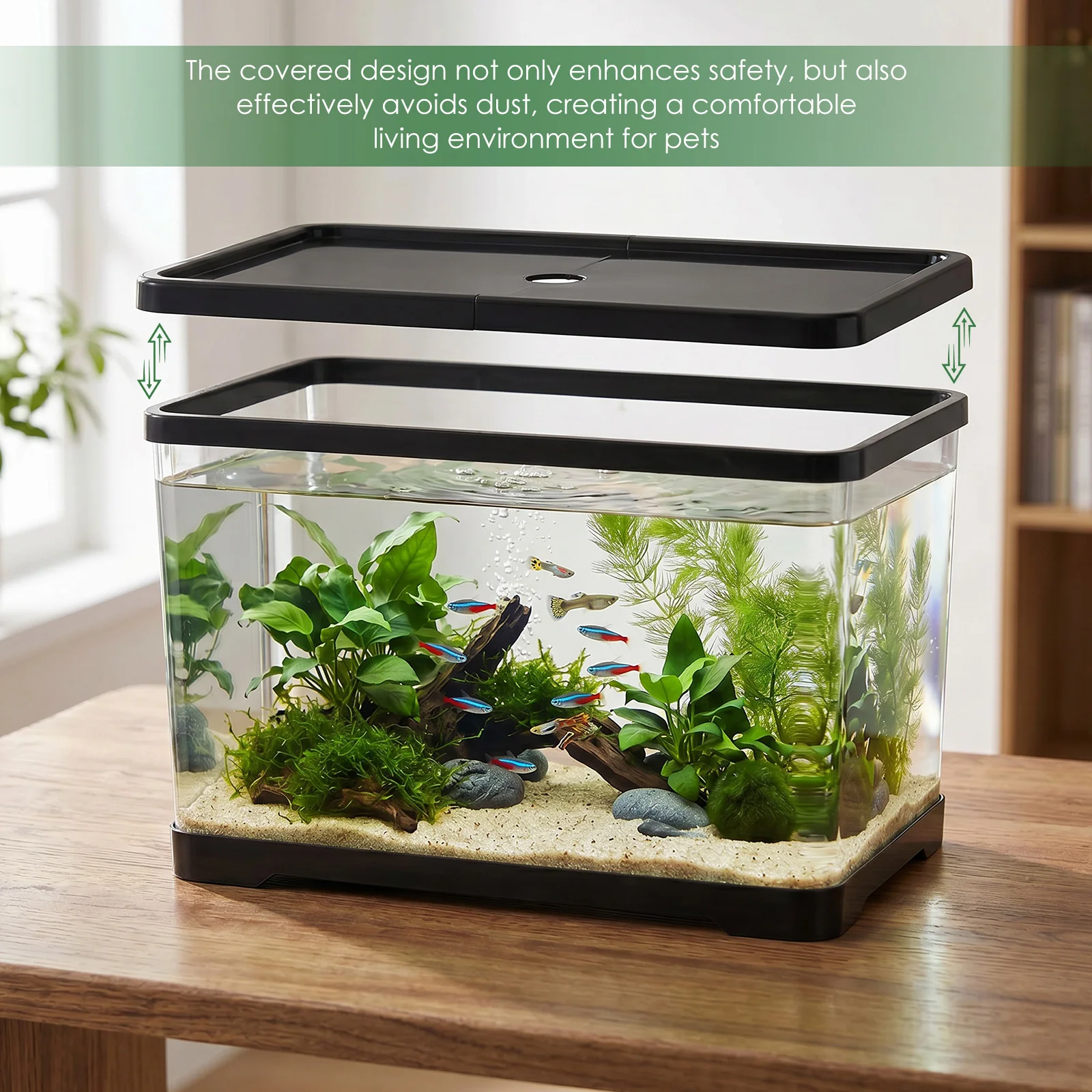 透明な水槽カバー付きデスクトップ長方形水草ペットタンク、オフ - Planted Aquarium Bowl のレビューと価格