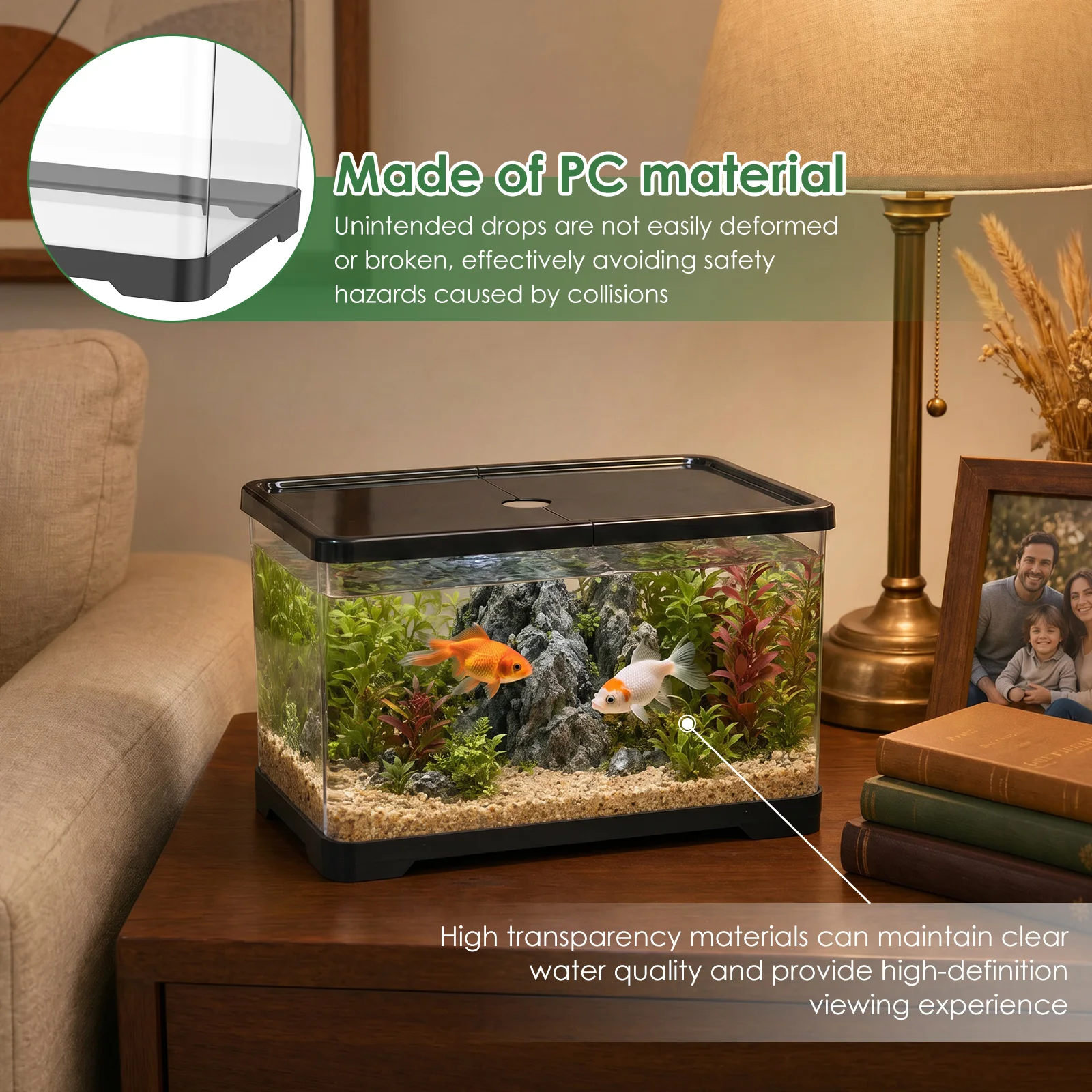 透明な水槽カバー付きデスクトップ長方形水草ペットタンク、オフ - Planted Aquarium Bowl のレビューと価格