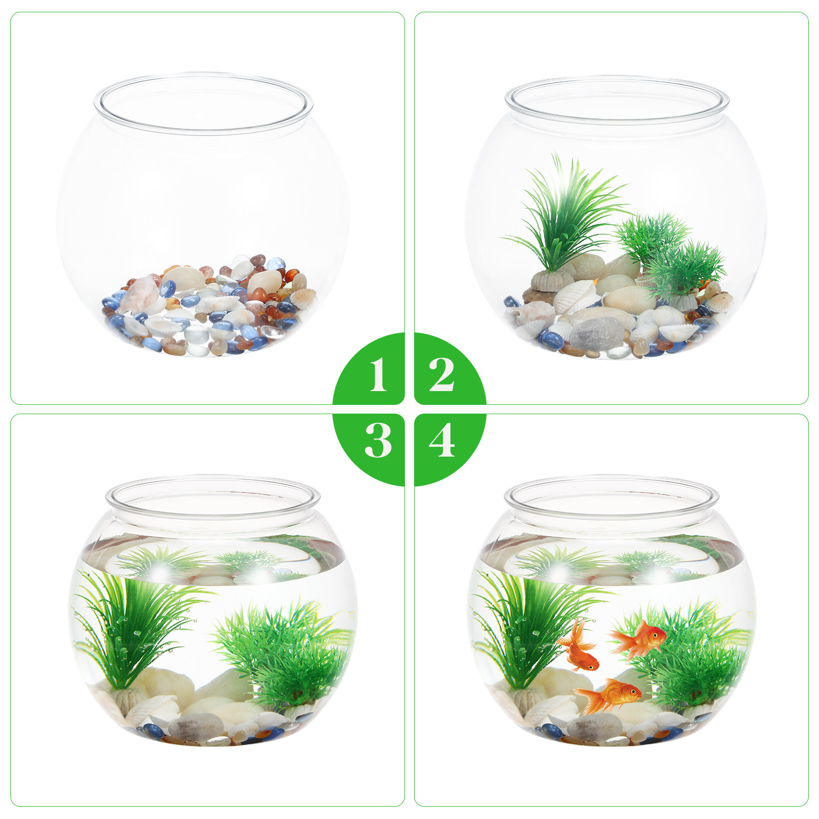 落下防止プラスチック製魚鉢、卓上丸型小型水槽、金魚や植物用、 - Planted Aquarium Bowl のレビューと価格